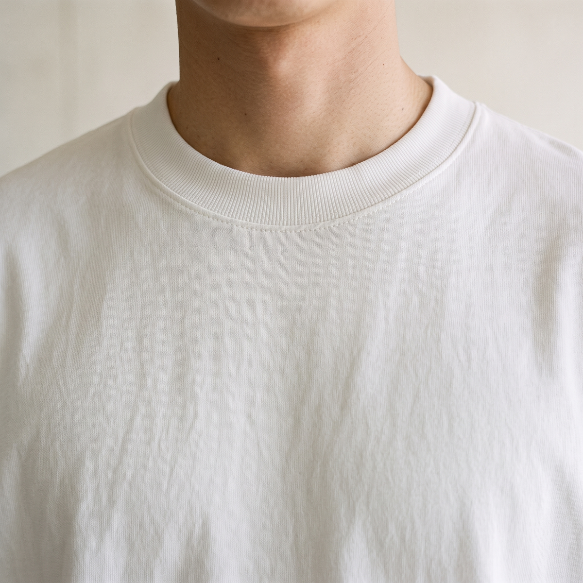Heavyweight Boxy Tee White neckline rib detail