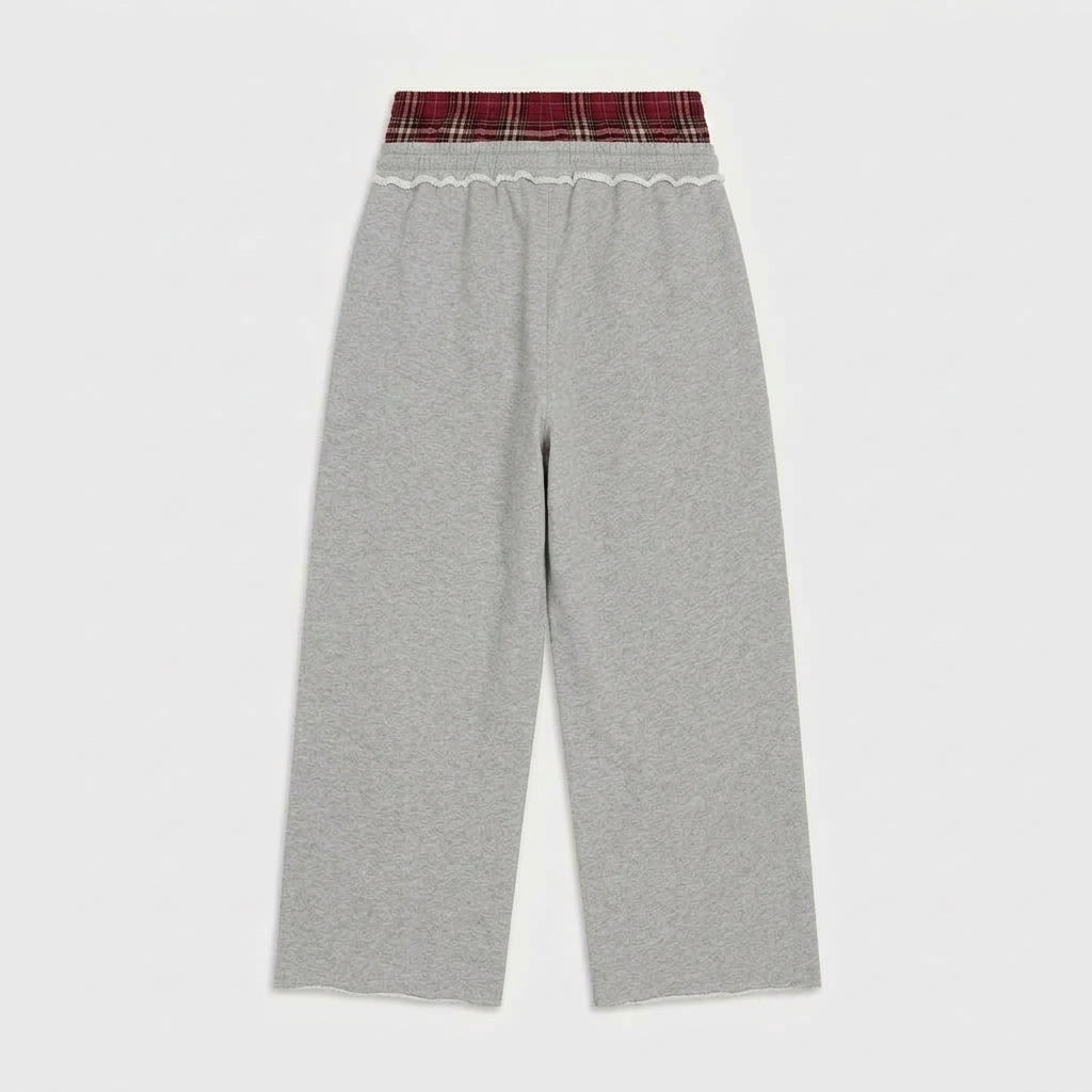 Y2K Double Waistband Plaid Baggy Sweatpants
