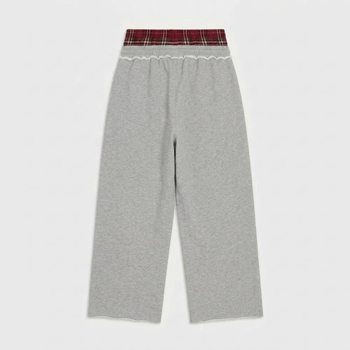Y2K Double Waistband Plaid Baggy Sweatpants