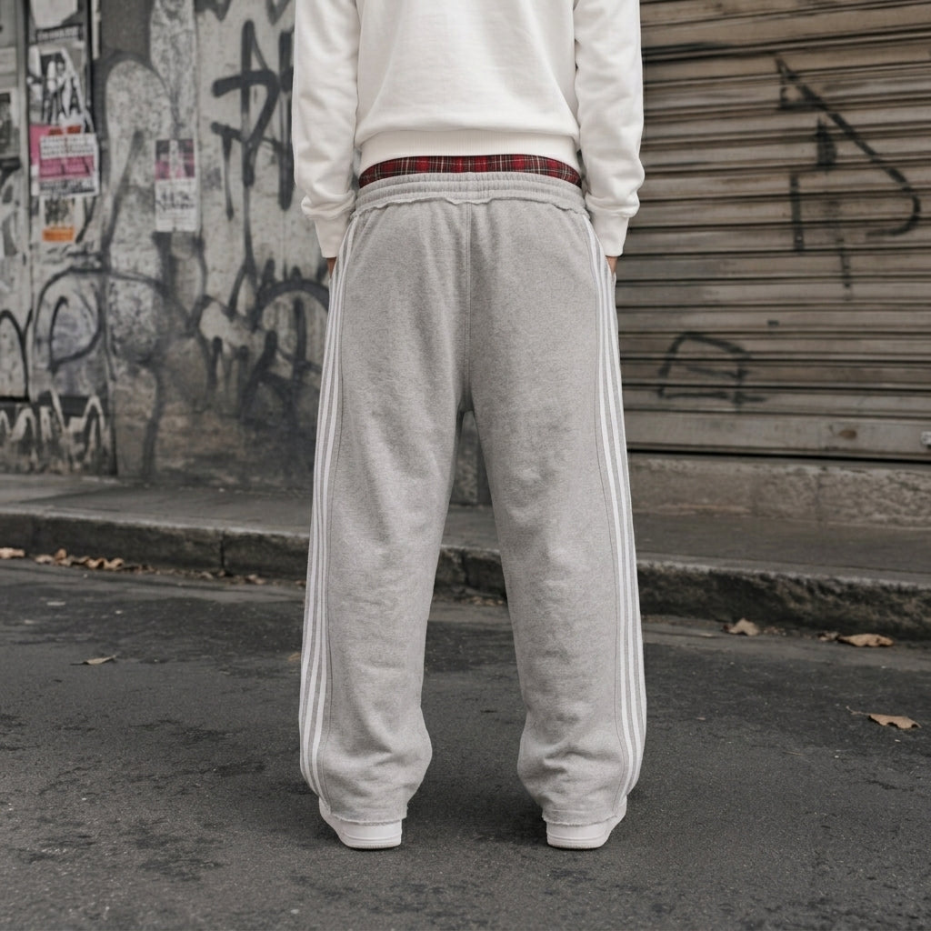 Y2K Double Waistband Plaid Baggy Sweatpants