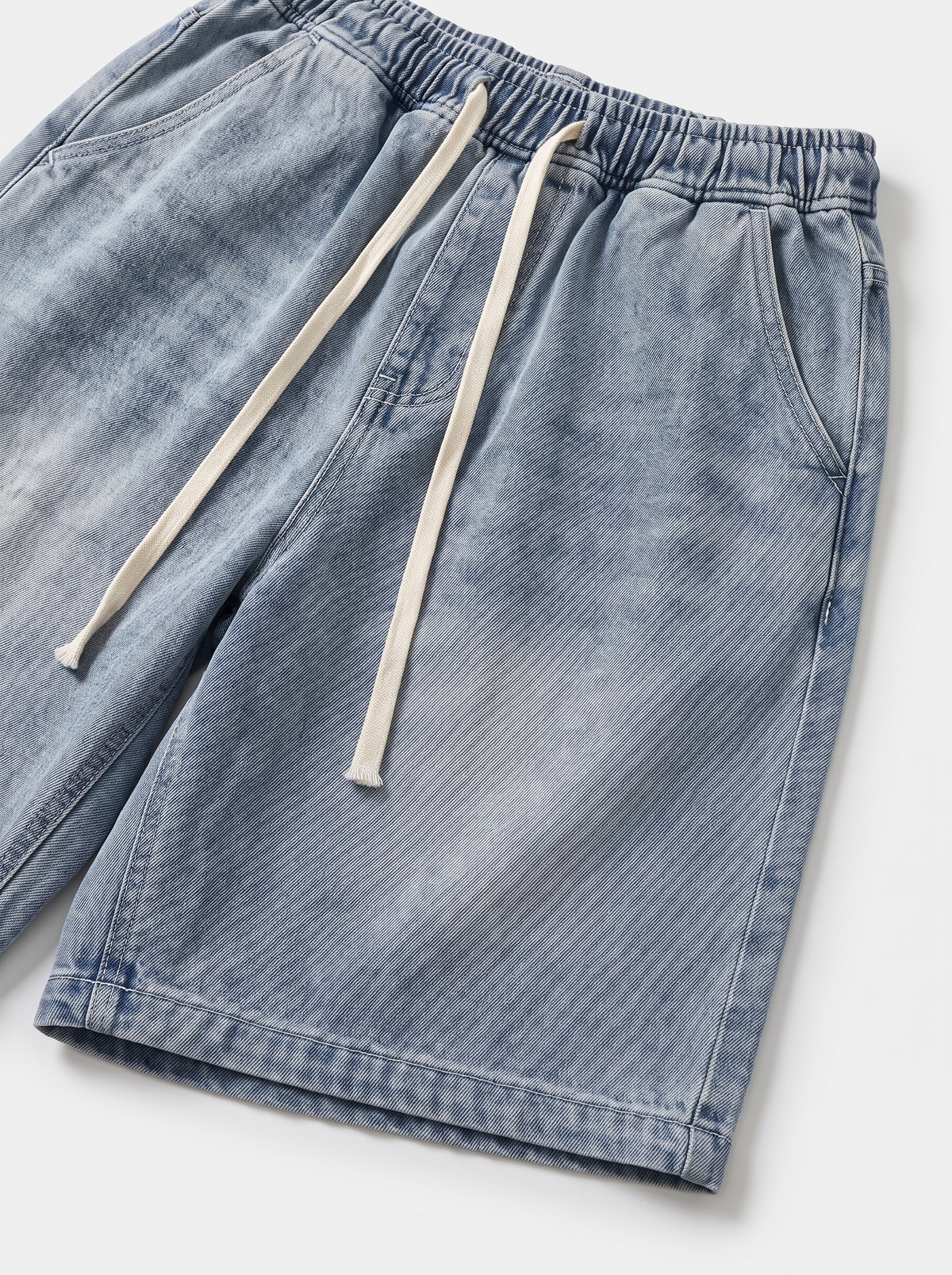 Wide Leg Denim Shorts fabric close up