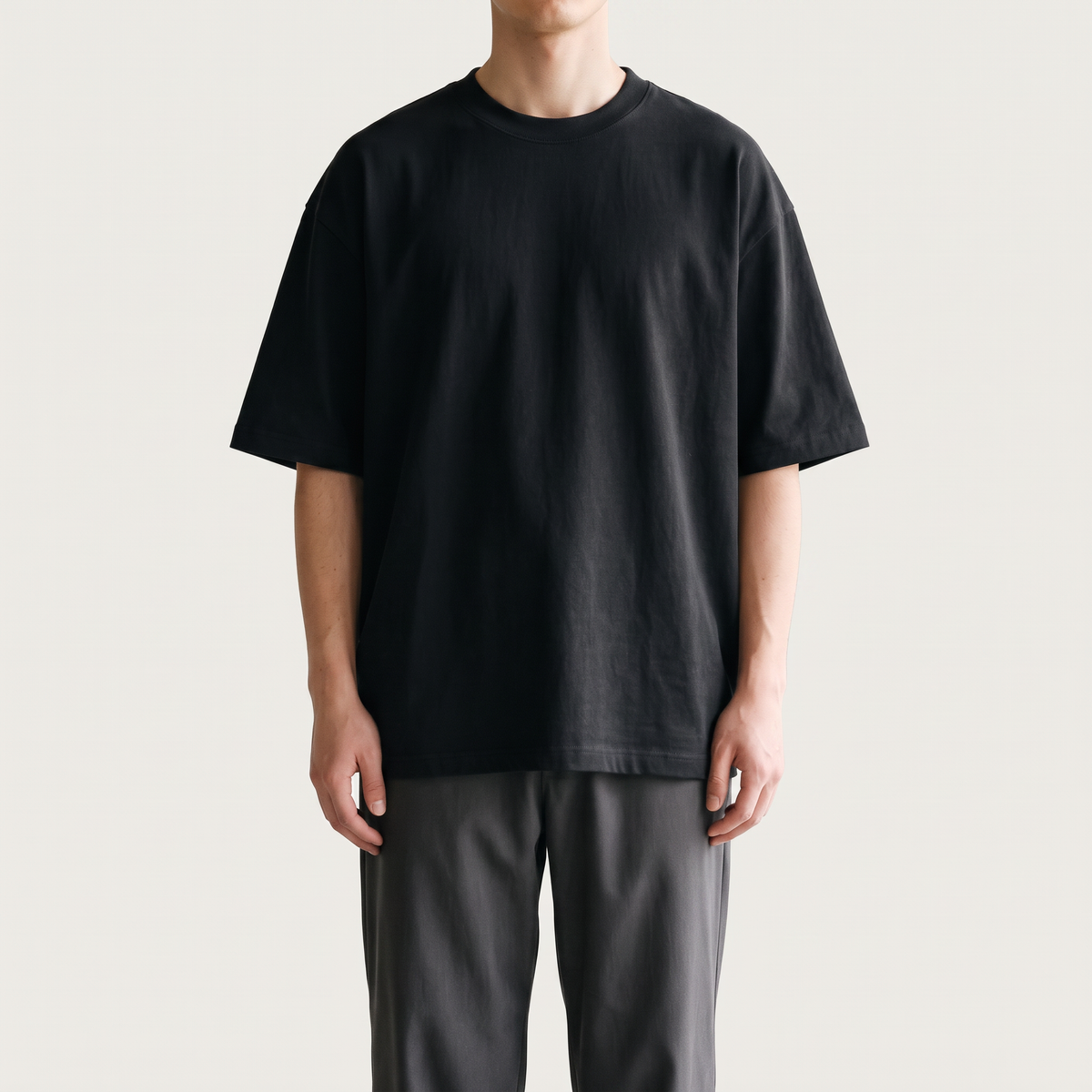 Heavyweight Boxy Tee Black front