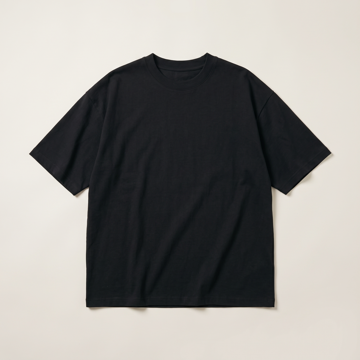 Heavyweight Boxy Tee Black flat lay front