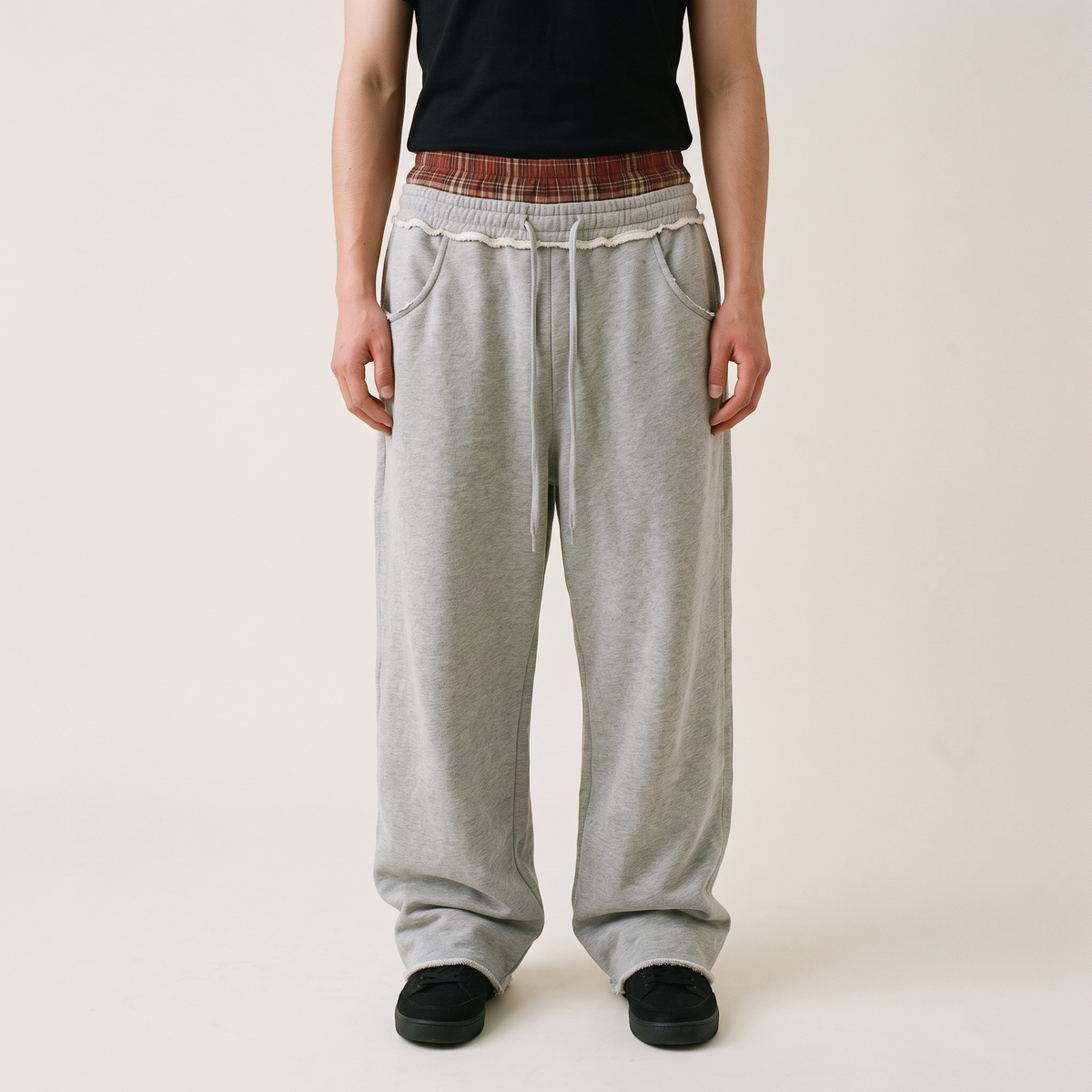 Plaid Baggy Sweatpants front