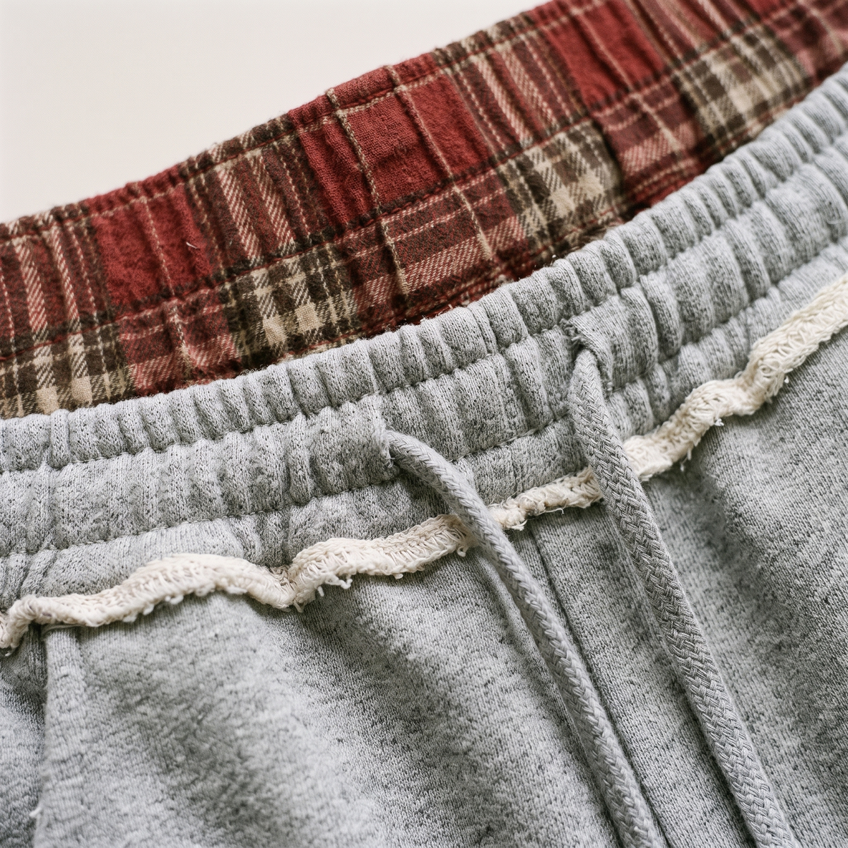 Plaid Baggy Sweatpants fabric texture