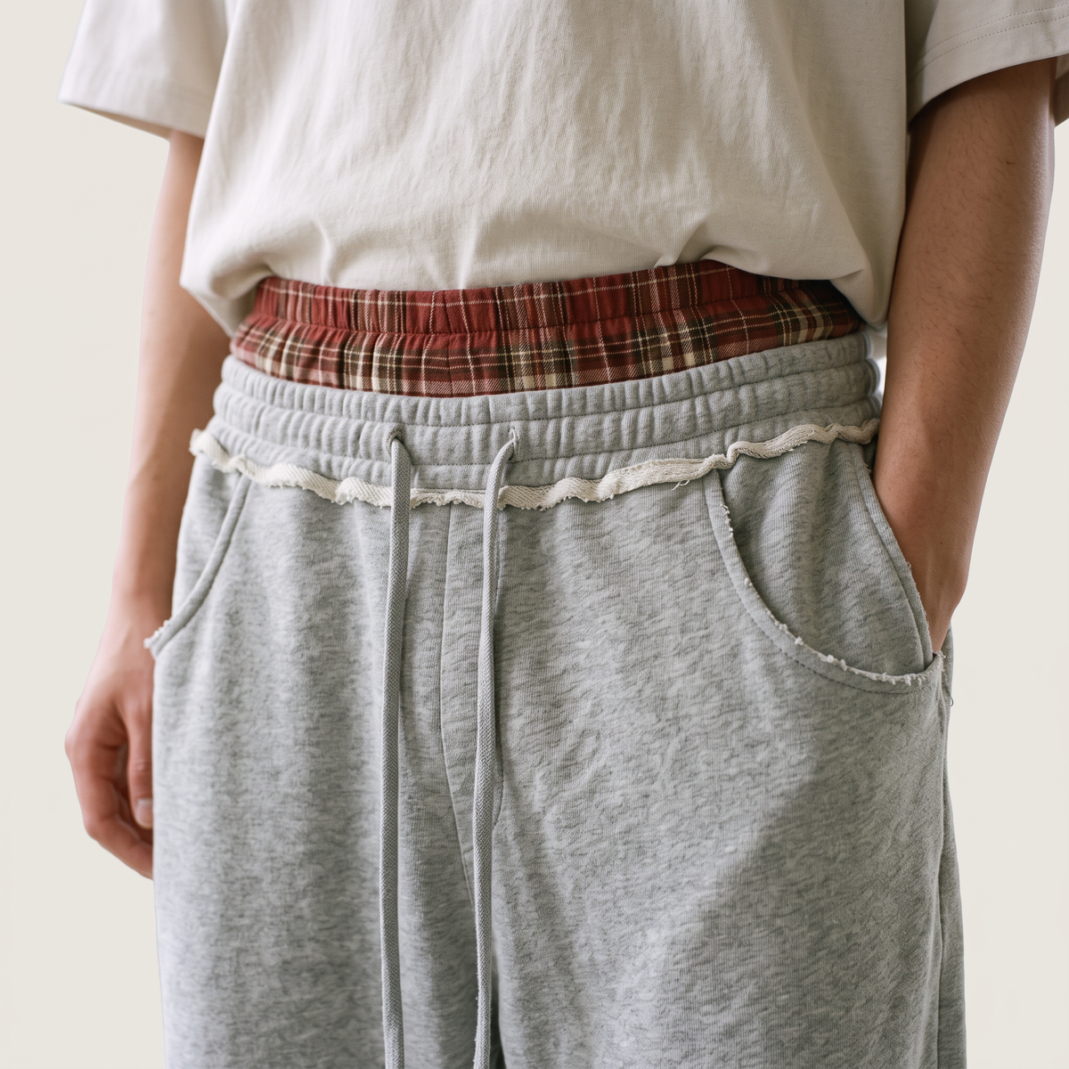 Plaid Baggy Sweatpants waistband detail