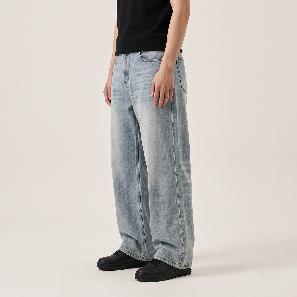 Vintage Wash Wide Leg Jeans side