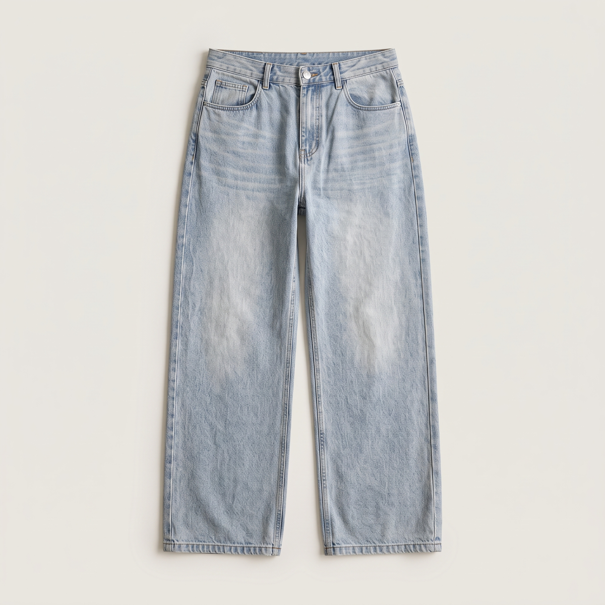 Vintage Wash Wide Leg Jeans flat lay front