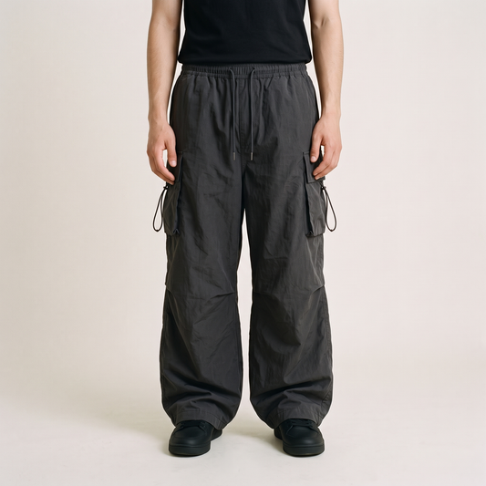 Oversized Cargo Pants Black front