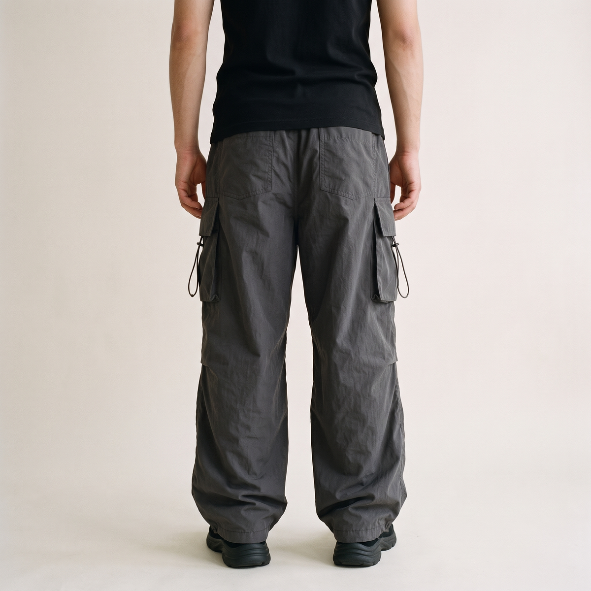 Oversized Cargo Pants Black back