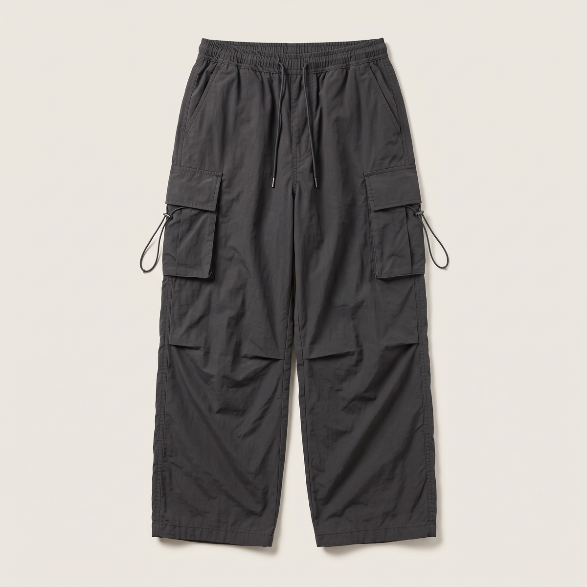Oversized Cargo Pants Black flat lay front