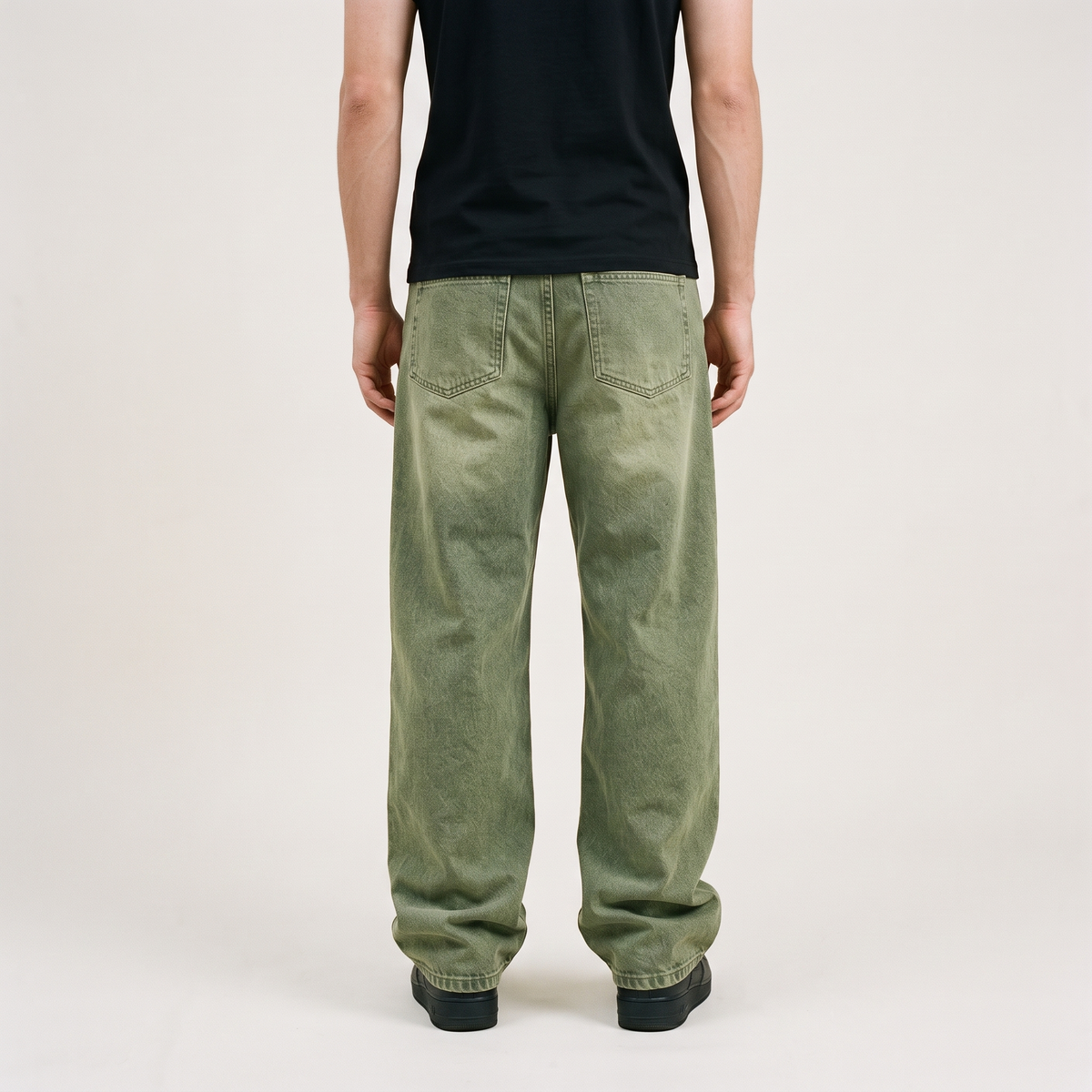 Matcha Green Denim Jeans back