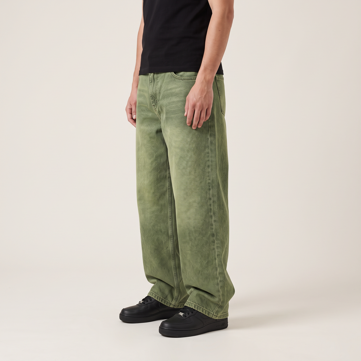 Matcha Green Denim Jeans side
