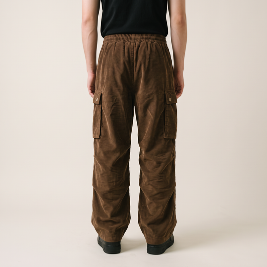 Corduroy Cargo Pants Brown back