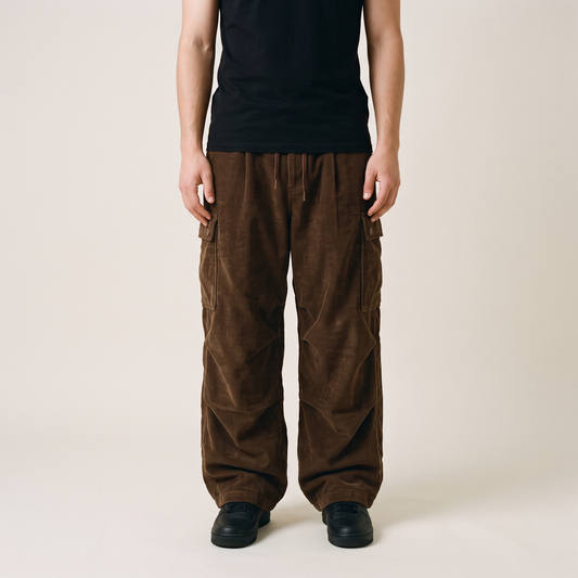 Corduroy Cargo Pants Brown front