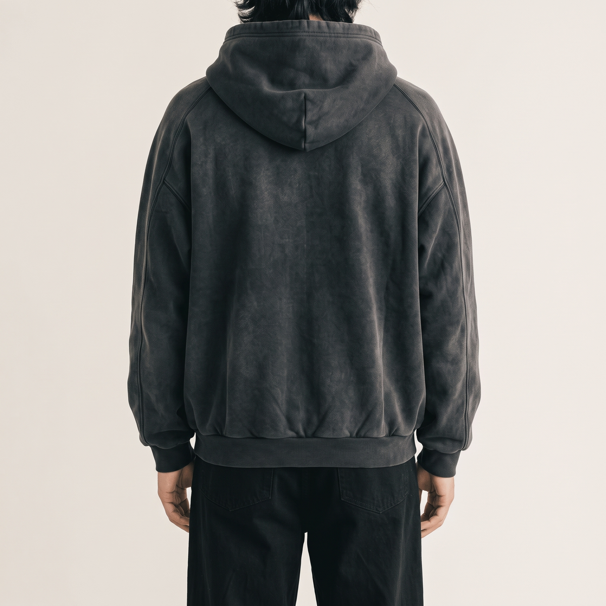 Vintage Faded Zip Hoodie Black back