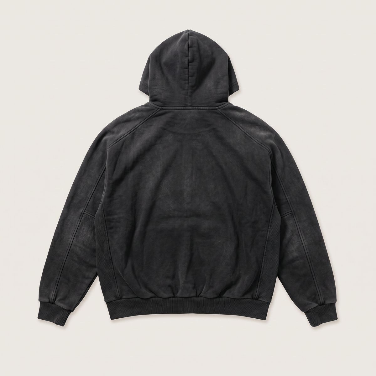 Vintage Faded Zip Hoodie Black flat lay back