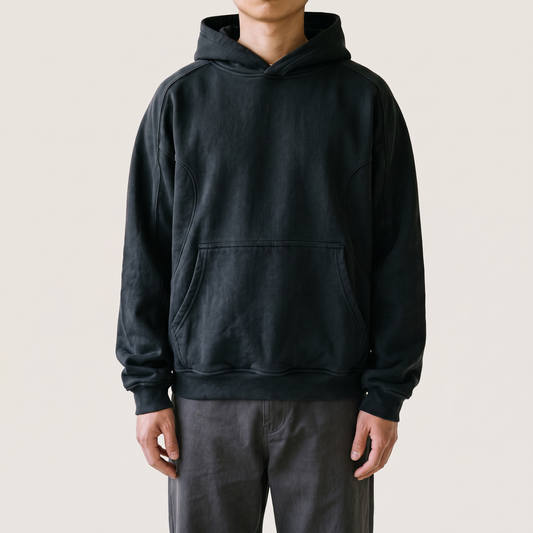 Plain Heavyweight Hoodie Black front