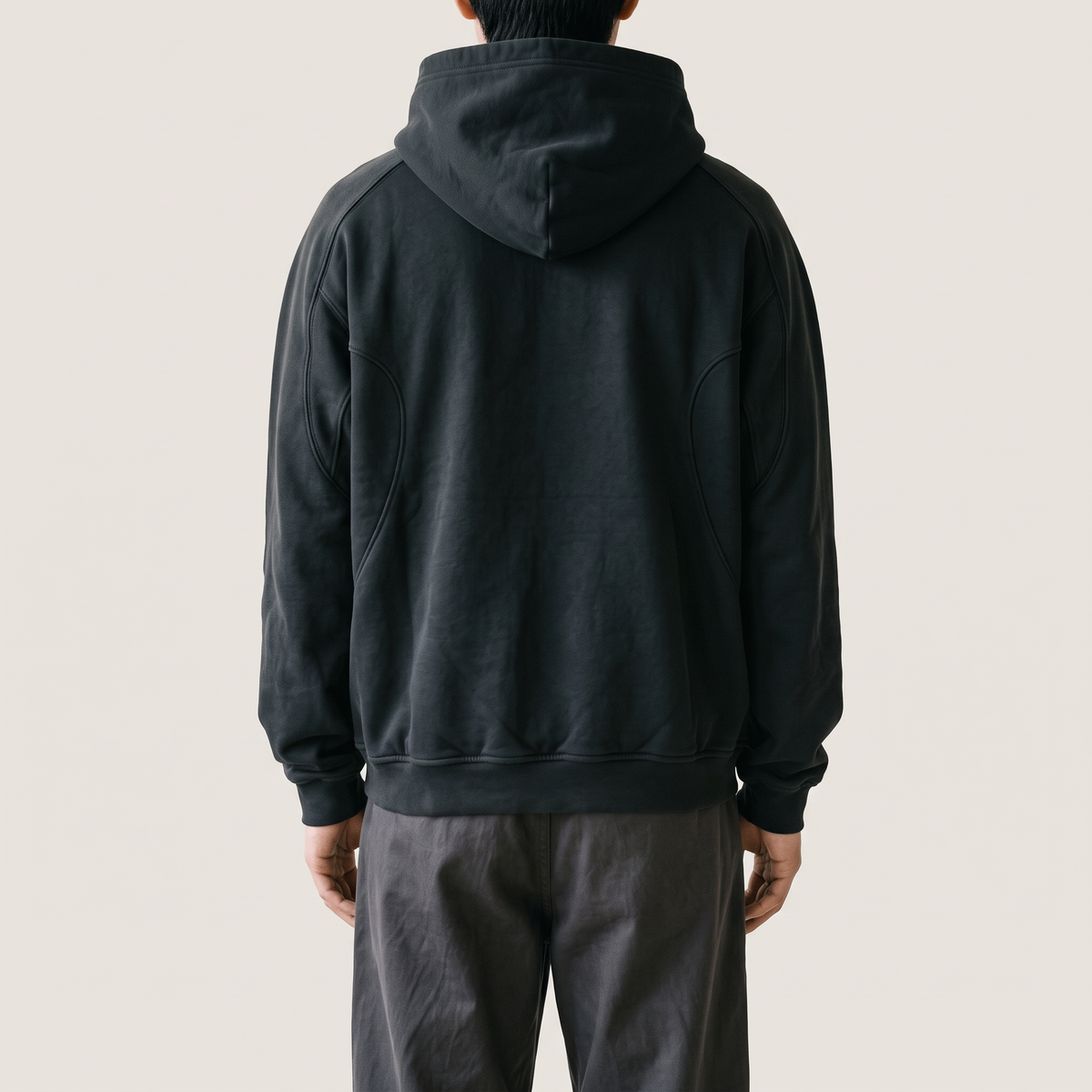 Plain Heavyweight Hoodie Black back
