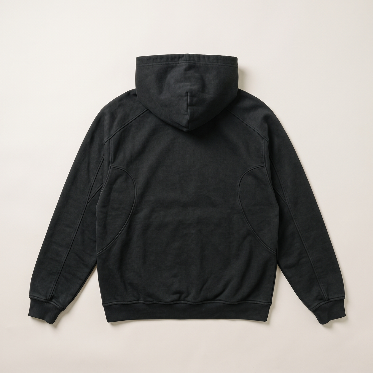 Plain Heavyweight Hoodie Black flat lay back