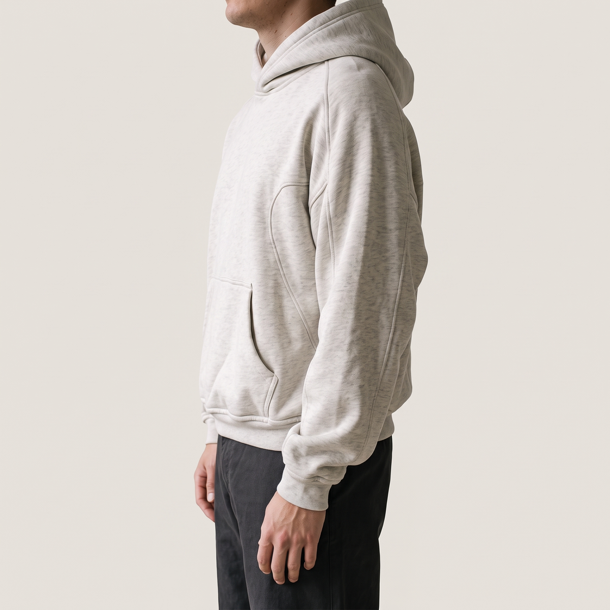 Cropped Hoodie Grey Marle side