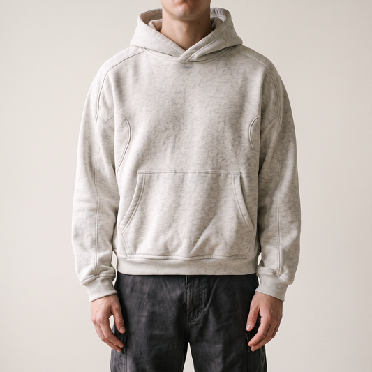 Cropped Hoodie Grey Marle front