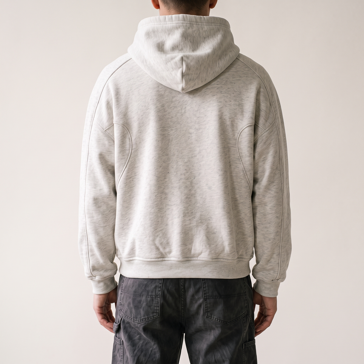 Cropped Hoodie Grey Marle back