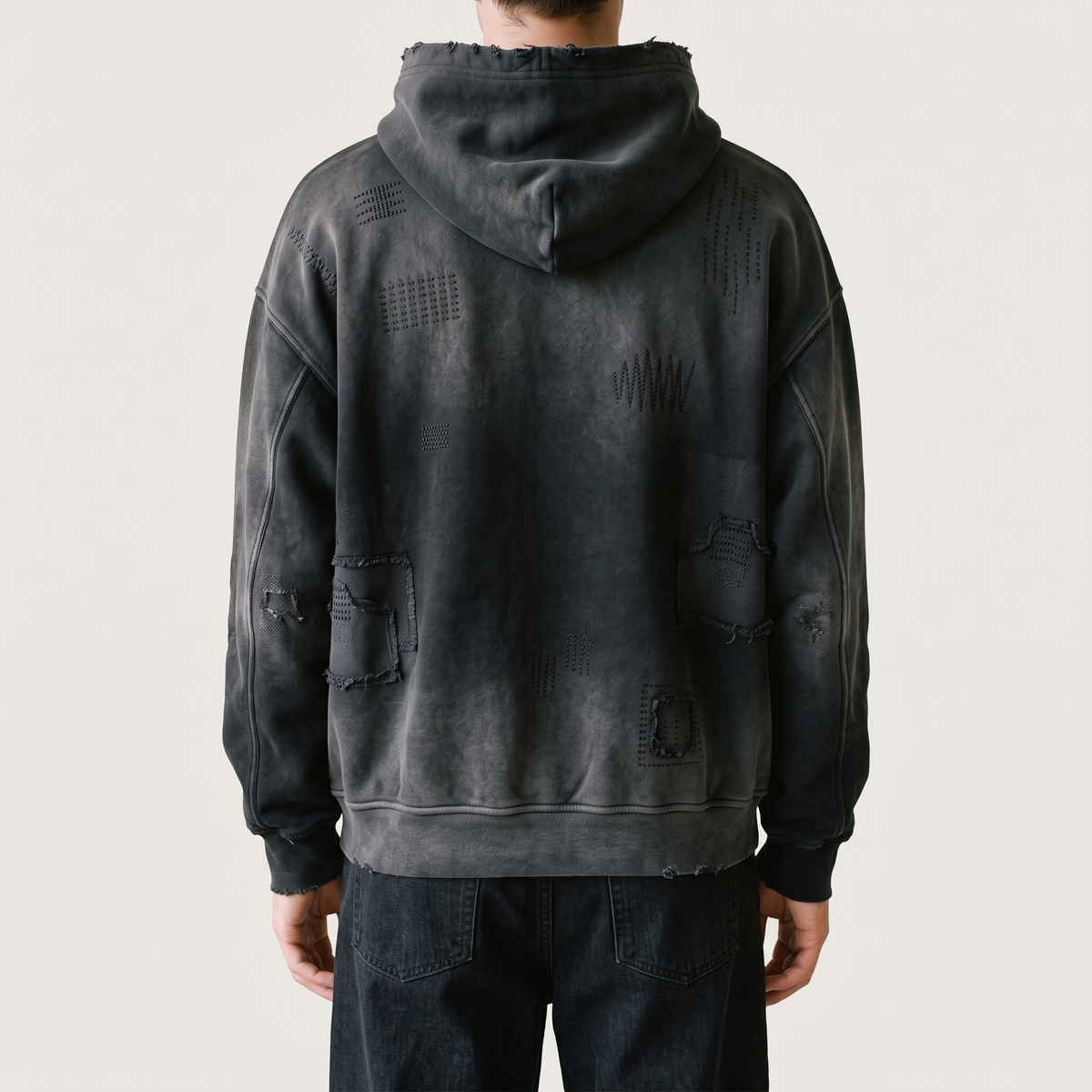 Sashiko Distressed Hoodie back