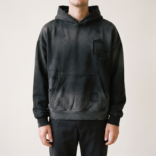 Sashiko Distressed Hoodie front