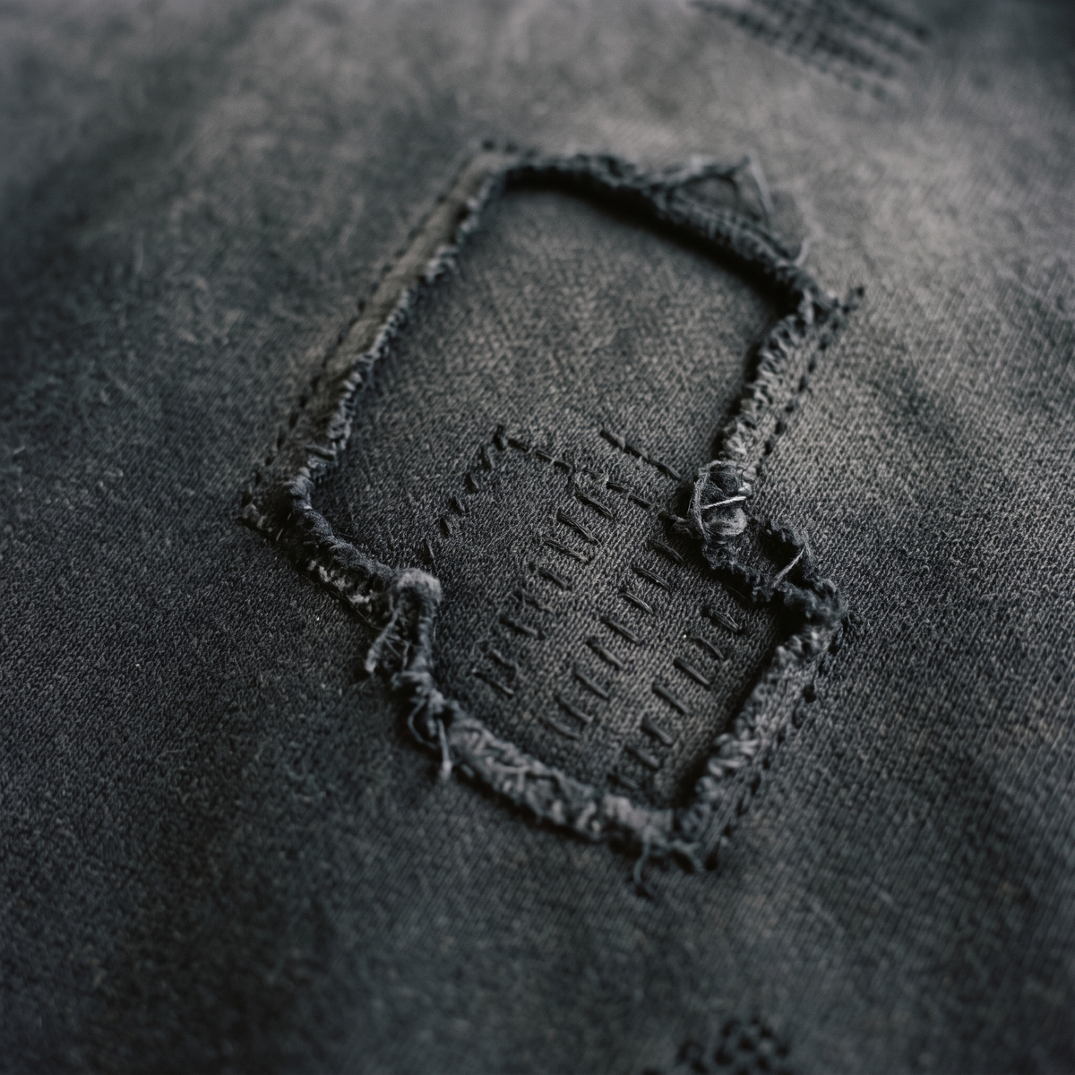 Sashiko Distressed Hoodie fabric texture