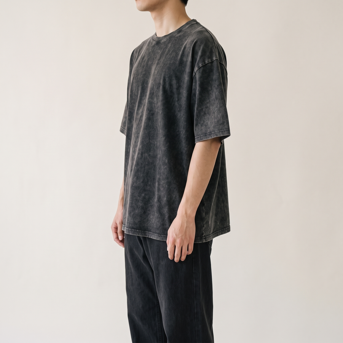Acid Wash Oversized Tee Washed Black side