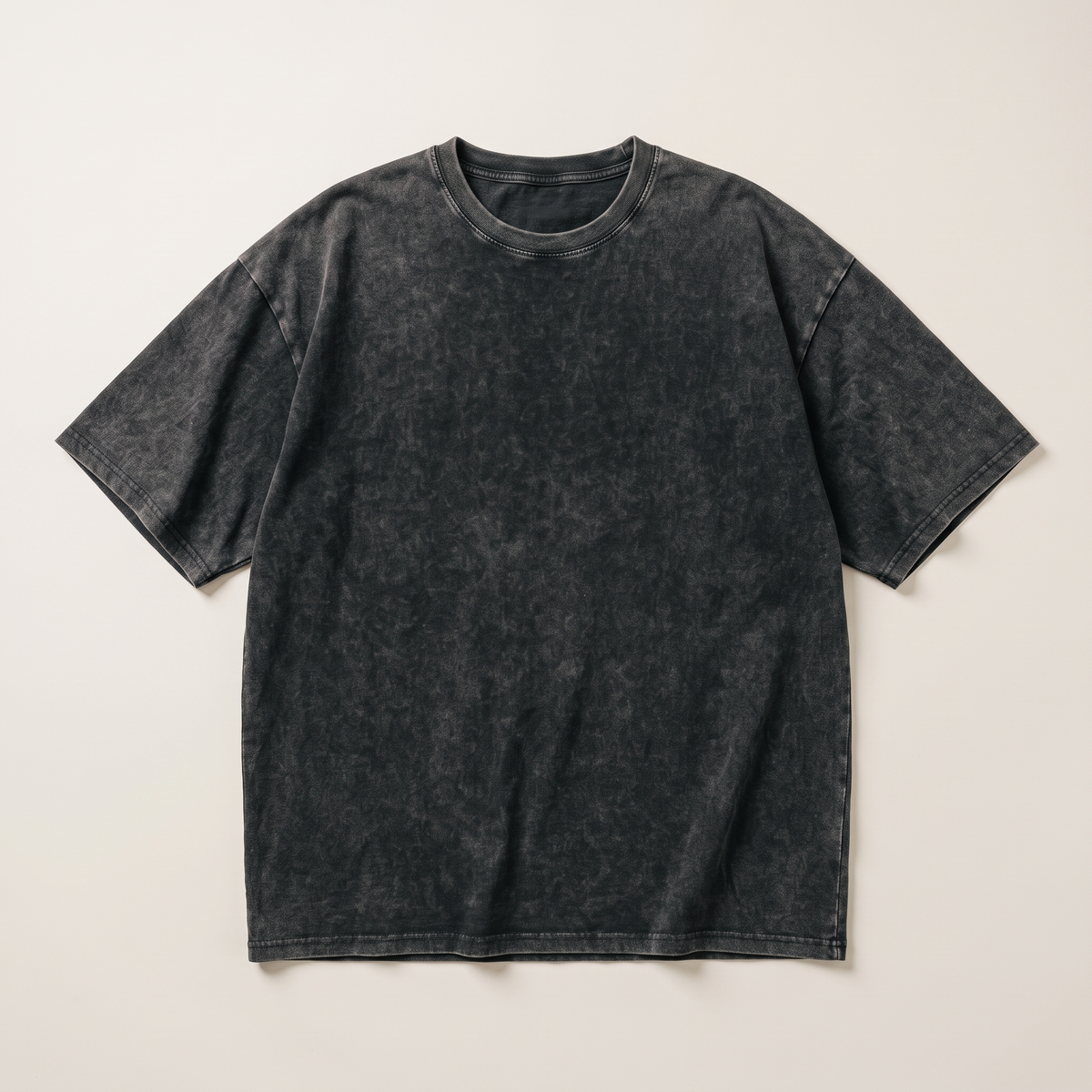 Acid Wash Oversized Tee Washed Black flat lay front