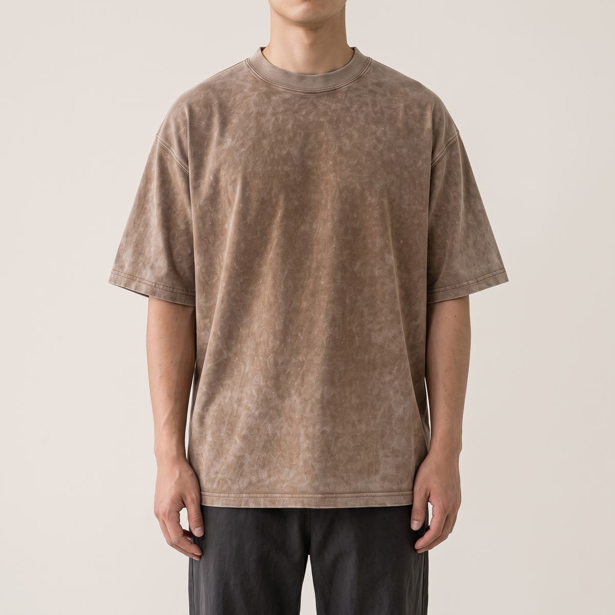 Acid Wash Oversized Tee Mocha front