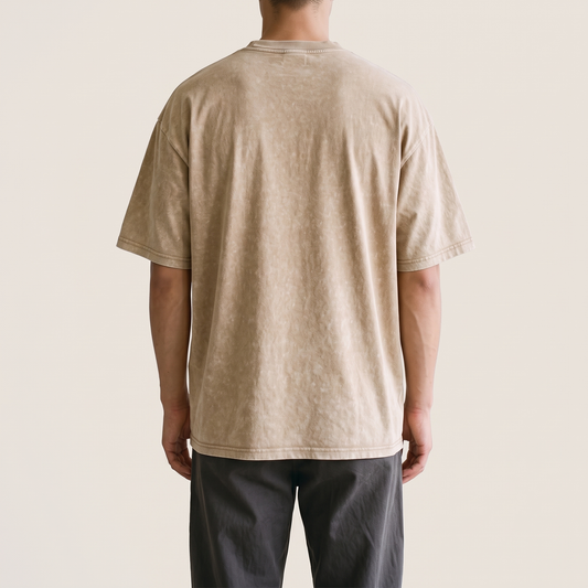 230GSM Faded Washed Tee Khaki back