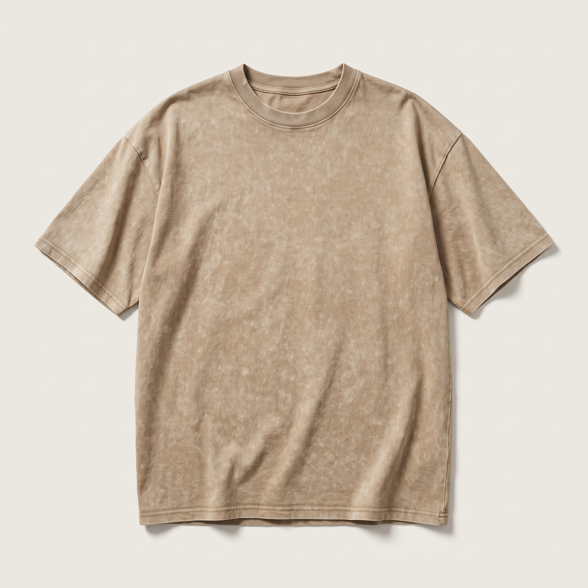 230GSM Faded Washed Tee Khaki flat lay front