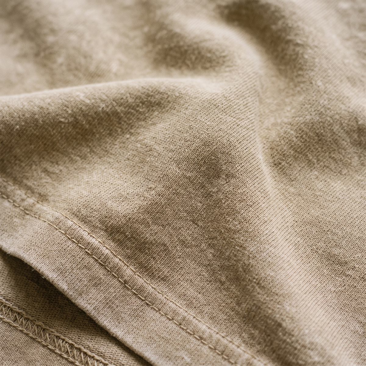 230GSM Faded Washed Tee Khaki fabric texture