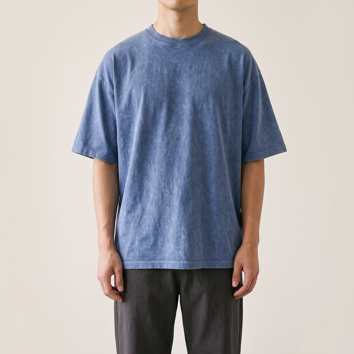 230GSM Faded Washed Tee Blue front