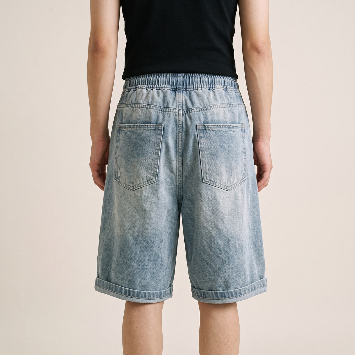 Wide Leg Denim Shorts Light Blue back