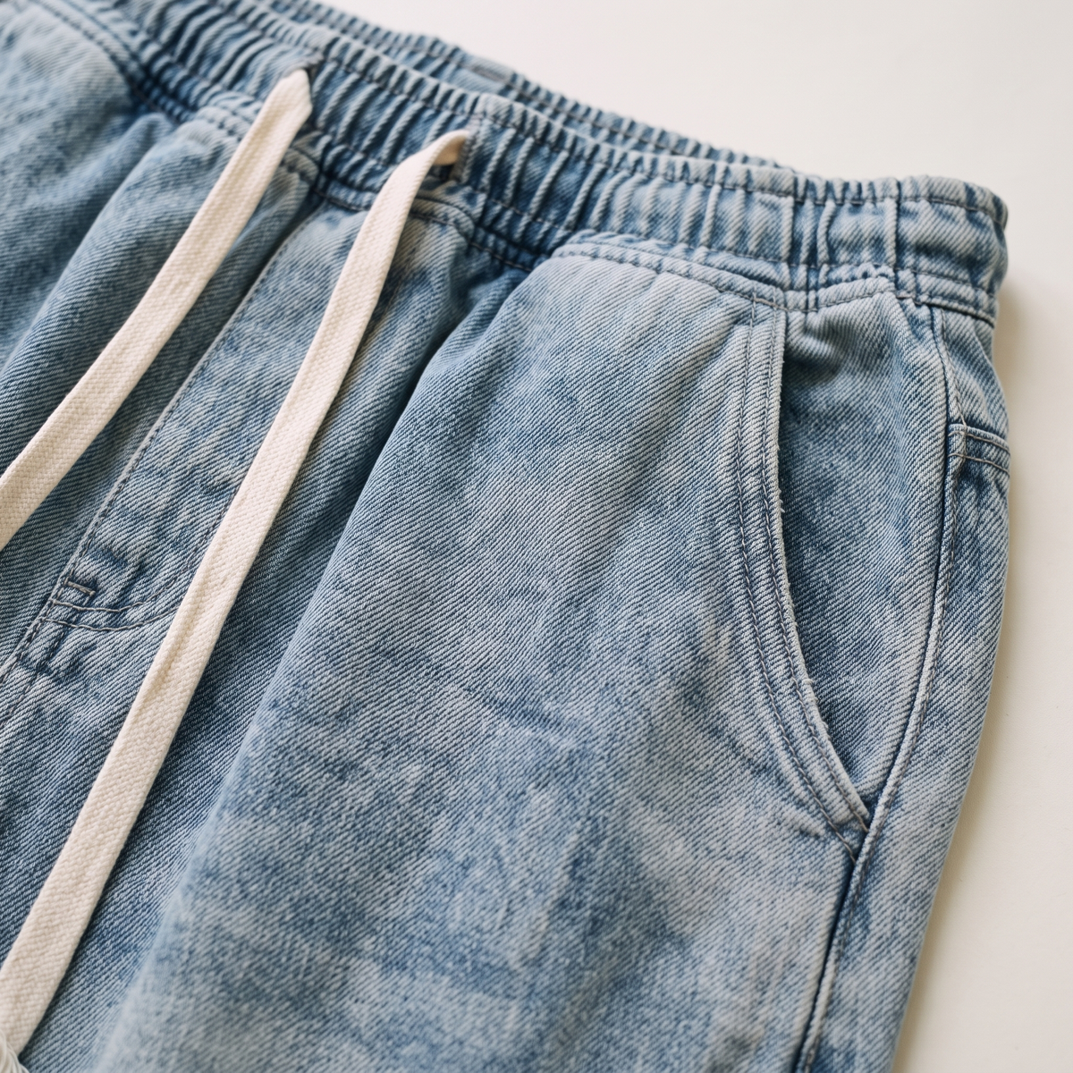 Wide Leg Denim Shorts Light Blue fabric texture