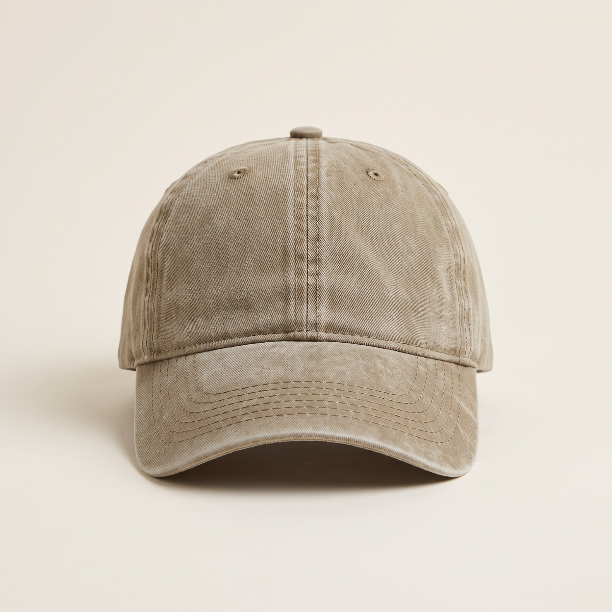 Washed Vintage Baseball Cap Khaki front