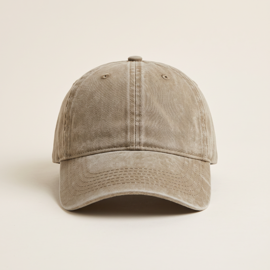 Washed Vintage Baseball Cap Khaki front
