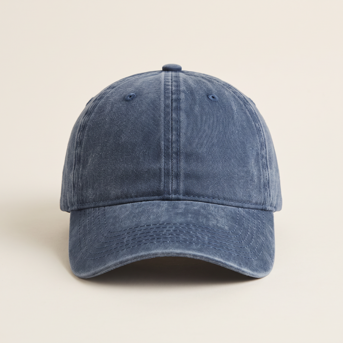 Washed Vintage Baseball Cap Navy Blue front