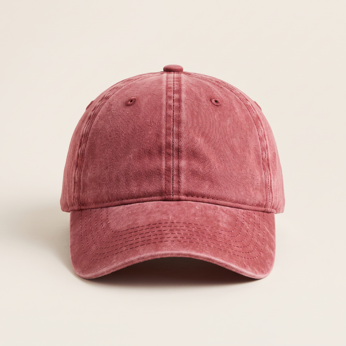 Washed Vintage Baseball Cap Wine Red front
