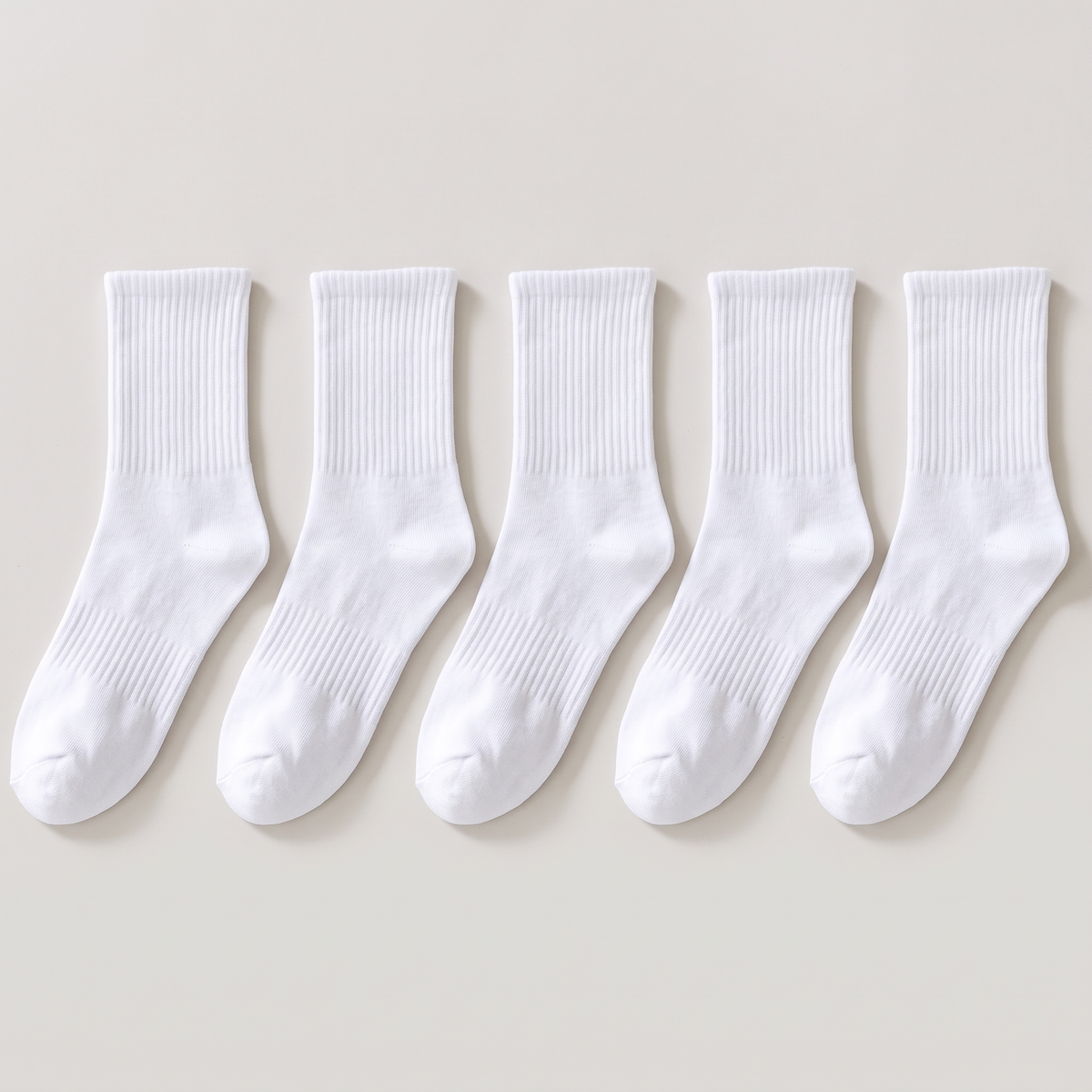 Sports Crew Socks 5 Pack White flat lay