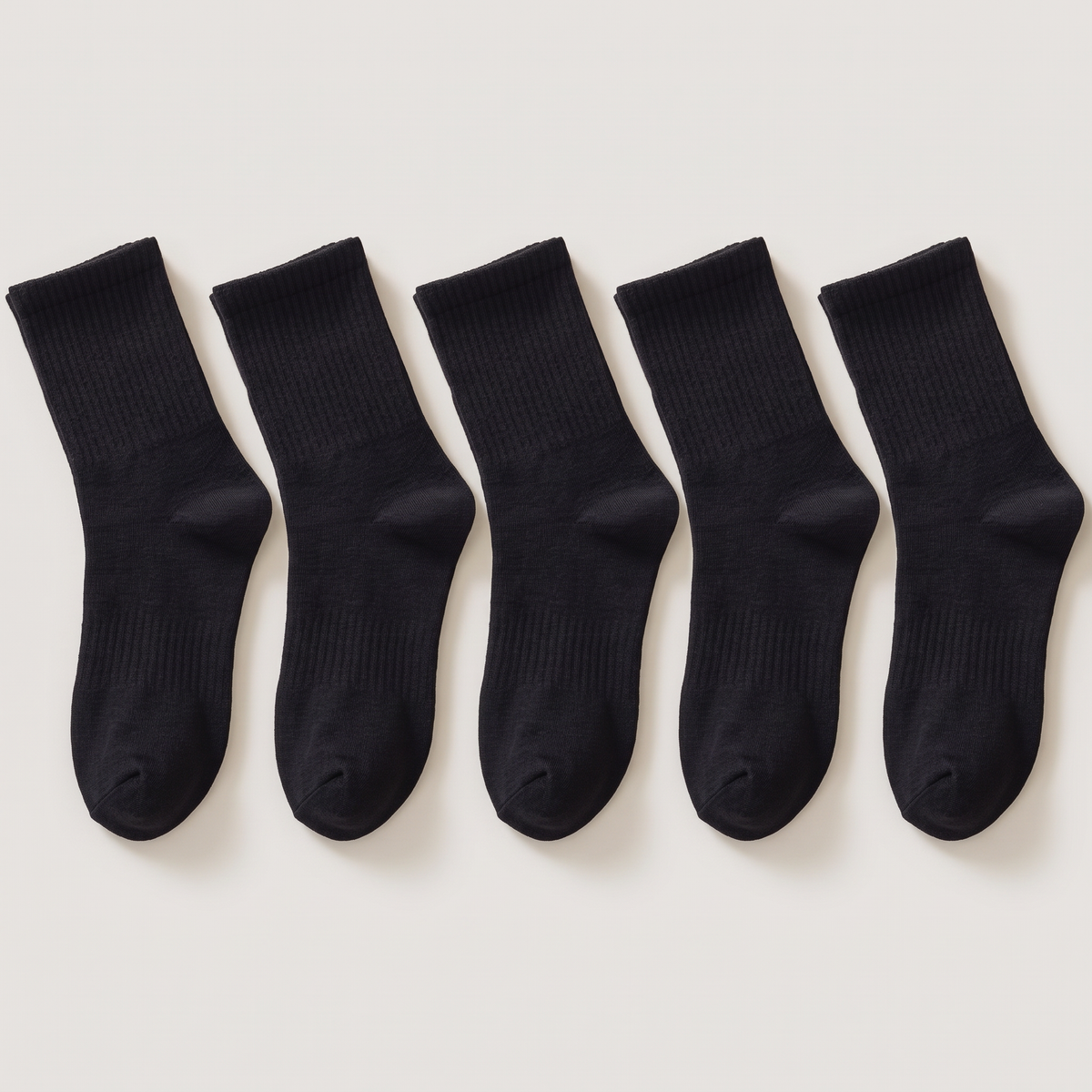 Sports Crew Socks 5 Pack Black flat lay